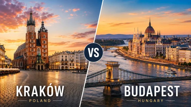 Kraków Old Town and Budapest Parliament compared for a European city break for UK travellers.